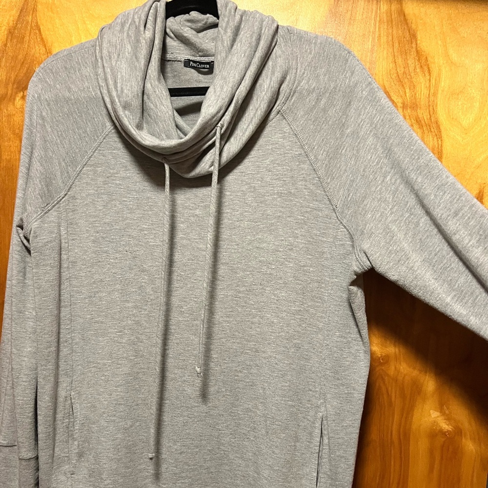 Pink Clover Heather Gray Cowl neck sweatshirt